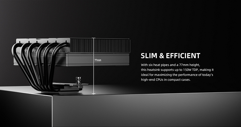 Представлен ID-Cooling IS-77-XT Black: чёрный низкопрофильный кулер со скрытым вентилятором
