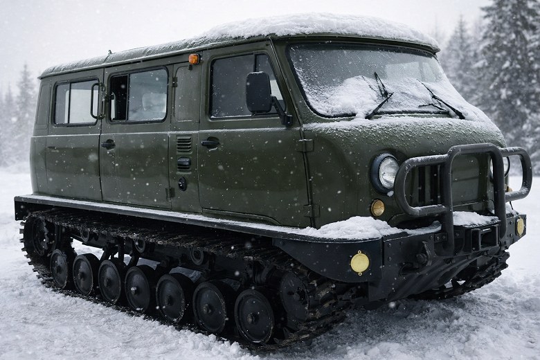 В Казахстане продают уникальную «Буханку» — это заводской гусеничный вездеход. Цена — 9 млн тенге (1,35 млн рублей)