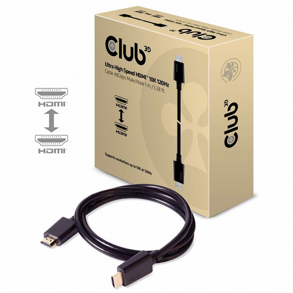 У Club3D готовы кабели HDMI 2.1 с пропускной способностью 48 Гбит/с