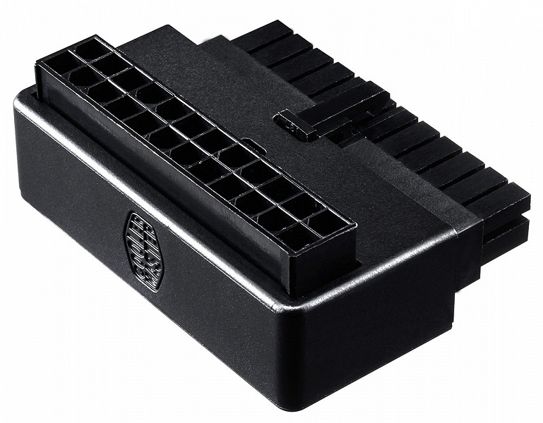 Переходник Cooler Master ATX 24 Pin 90° позволяет аккуратнее уложить кабели в системном блоке