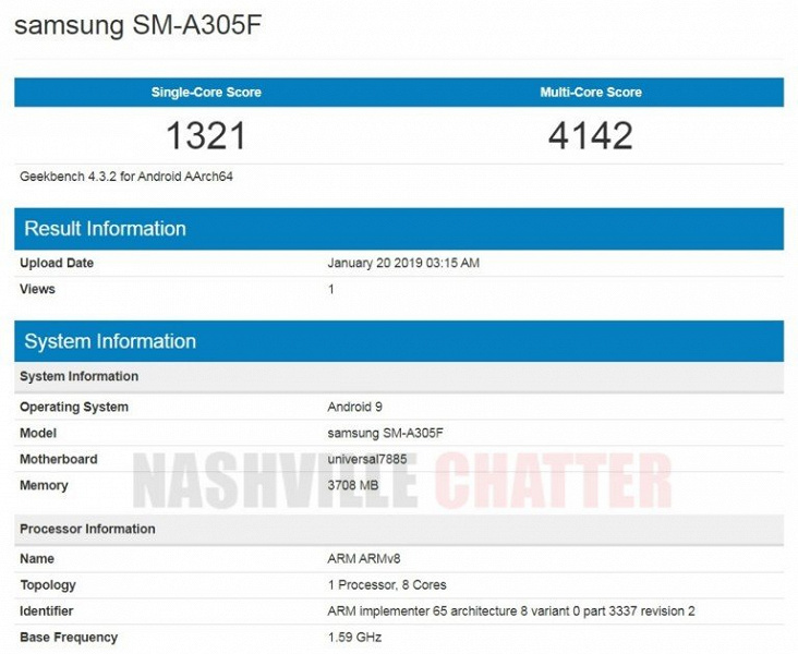 Samsung Galaxy A30 построен на SoC Exynos 7885 и имеет 4 ГБ оперативной памяти