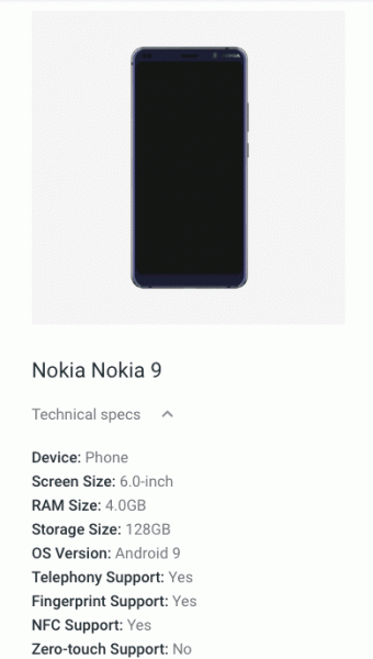 Смартфон Nokia 9 PureView засветился на сайте Android до анонса