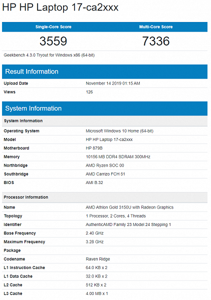 Двухъядерный процессор AMD Athlon Gold 3150U – скоро во многих бюджетных ноутбуках