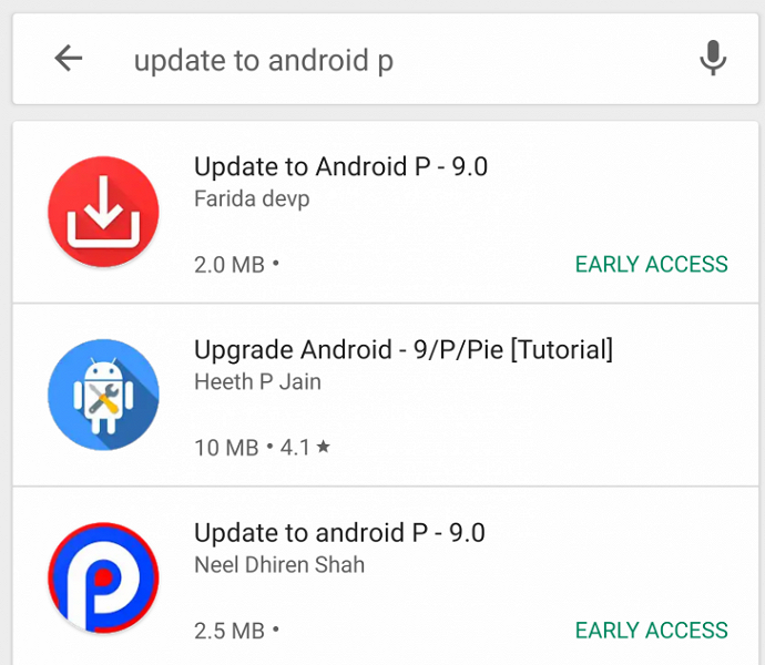 Магазин Google Play заполнили приложения, обещающие всем желающим быстрое обновление до Android 9.0 Pie