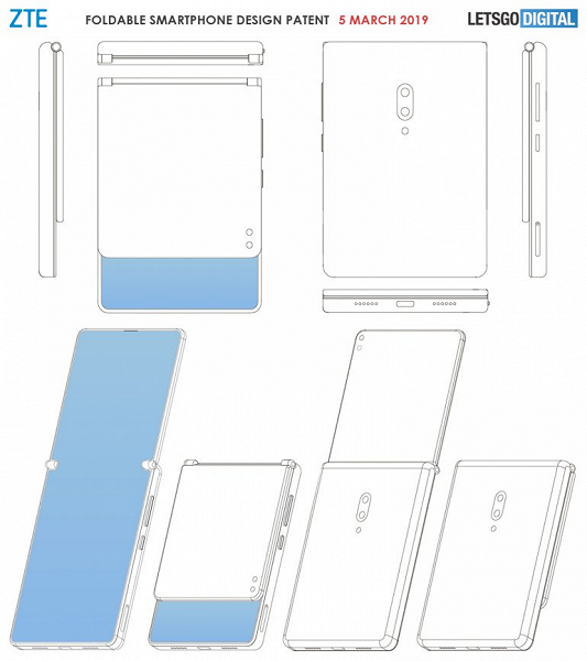 Новый подход к сгибающимся смартфонам. Появились качественные рендеры новинки ZTE
