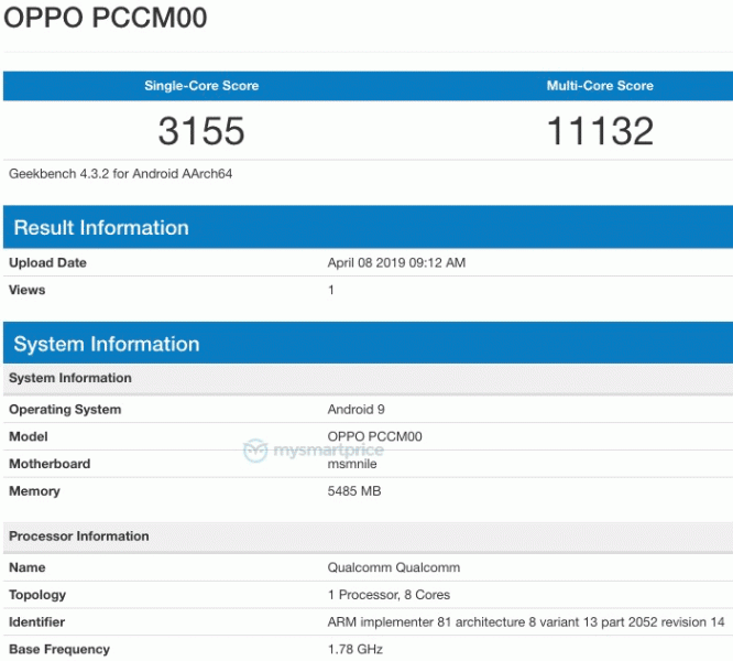 Флагман Oppo на базе SoC Snapdragon 855 показал уверенный результат в Geekbench