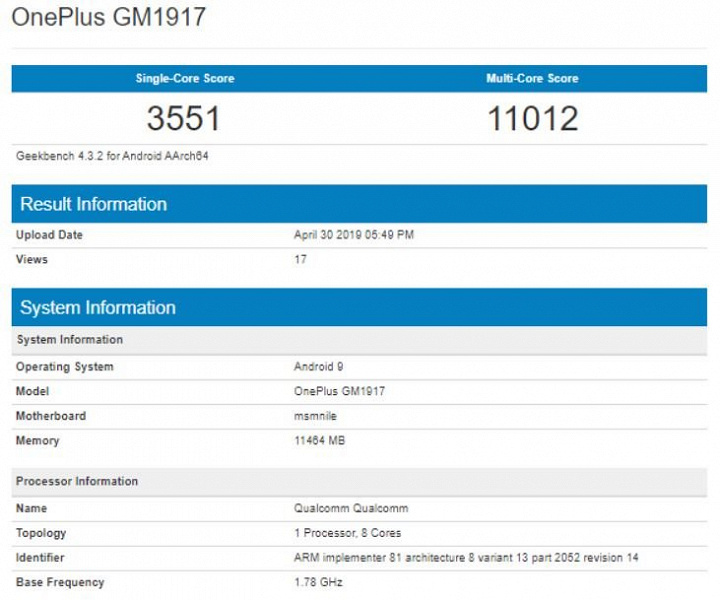 OnePlus 7 Pro получил 12 ГБ оперативной памяти – это подтверждено Geekbench
