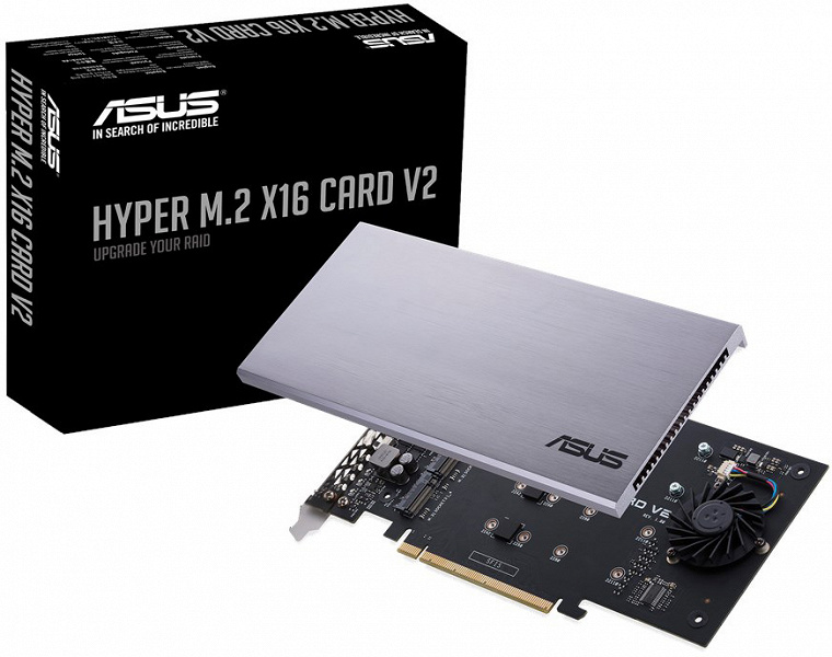 Каталог Asus пополнила карта расширения Hyper M.2 x16 V2 для создания массивов SSD RAID