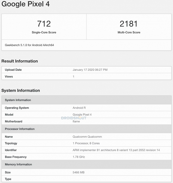 Смартфон Pixel 4 замечен в тесте Geekbench с ОС Android 11