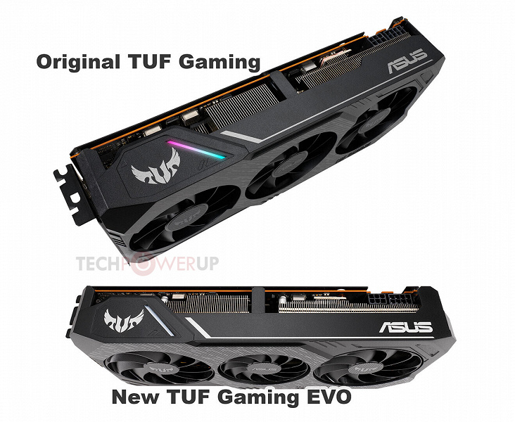 Системы охлаждения видеокарт Asus TUF Gaming X3 Radeon RX 5700 EVO и RX 5700 XT EVO отличаются от систем охлаждения карт серии TUF Gaming X3 Radeon RX 5700