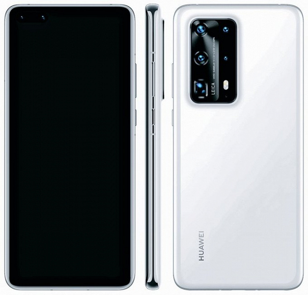 Huawei P40 Pro Plus 5G в белом цвете позирует на рендере в полный рост