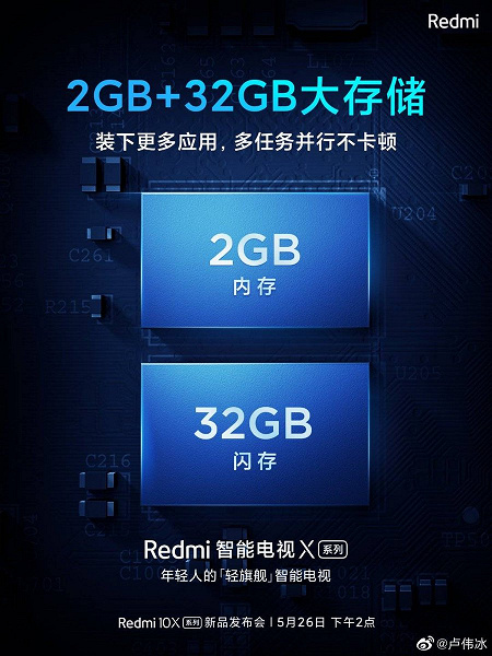 Телевизоры Redmi X получат 2/32 ГБ памяти и поддержку Dolby Audio