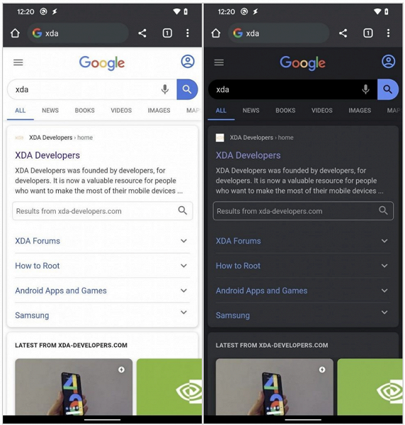 Google тестирует ещё более тёмный режим Chrome для смартфонов Android