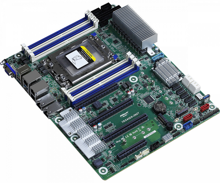 Системная плата ASRock Rack TRX40D8-2N2T позволяет собрать сервер на процессоре AMD Ryzen Threadripper