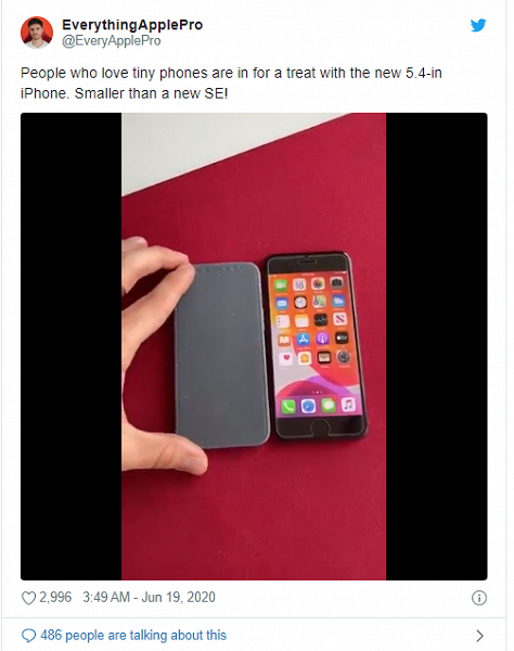 5,4-дюймовый iPhone 12 будет меньше 4-дюймового iPhone SE. Фотоподтверждение