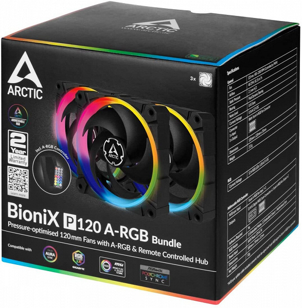 Вентиляторы Arctic BioniX P120 A-RGB доступны по одному и по три