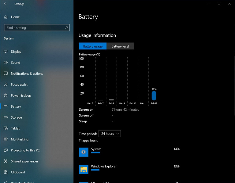 Подсмотрено в Android. Microsoft встроила в Windows 10 расширенную статистику расхода аккумулятора ноутбука