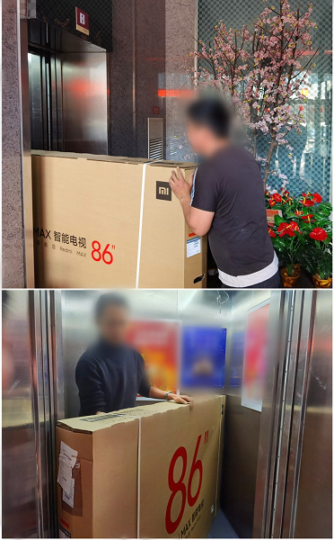 Рук не хватает, чтобы обхватить. Дешевый 86-дюймовый телевизор Redmi Max 86 на живых фото – в лифте и дома
