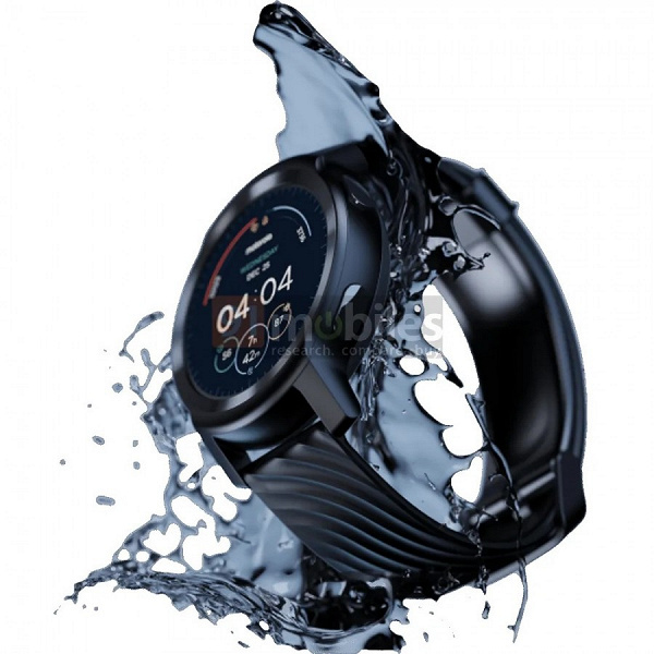 1.3-inch round display, GPS, heart rate and SpO2 sensors, aluminum housing and water resistant.  Smart watch Moto Watch 100 showed on high-quality renders