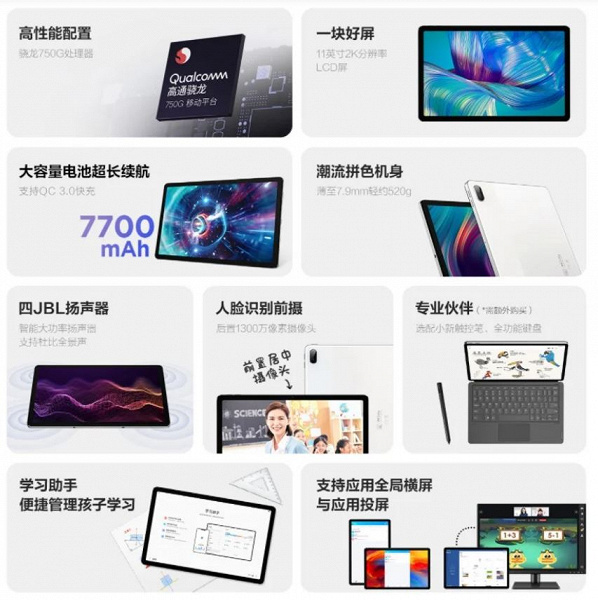 11-дюймовый экран разрешением 2К, 7700 мА·ч и четыре динамика JBL за 310 долларов. Планшет Lenovo Xiaoxin Pad Plus оказался в 2,5 раза дешевле Samsung Galaxy Tab S7 FE
