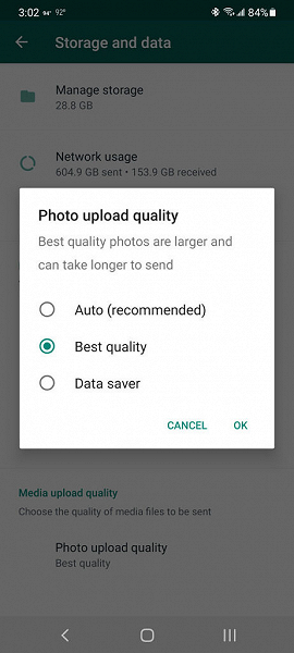 In WhatsApp, you can test sending photos without heavy compression