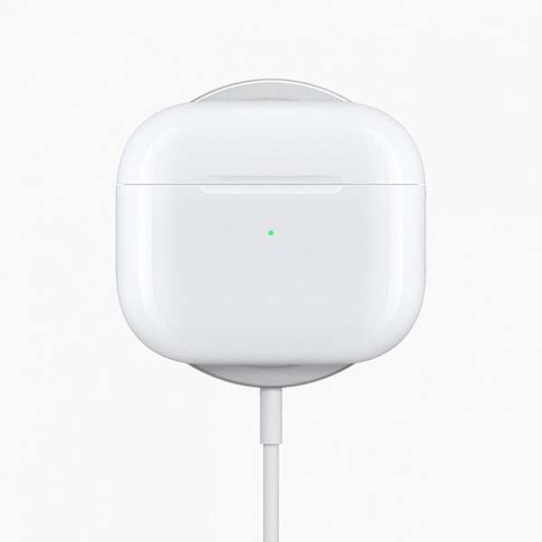 AirPods Pro design, water resistant, 30 hours battery life, MagSafe wireless charging.  Apple began selling AirPods 3 in Russia and the rest of the world