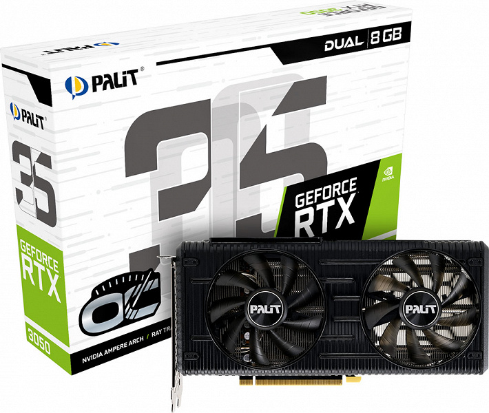 Компания Palit представила видеокарты серий GeForce RTX 3050 Dual и StormX
