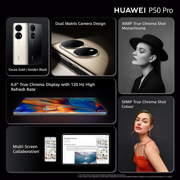 Huawei P50 Pro and P50 Pocket have launched outside of China.  Pre-order bonus - Huawei Watch GT2 or Huawei Watch 3 smartwatch