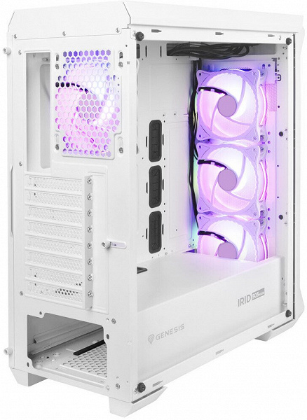 Genesis Irid 505 White ARGB case is designed for mini-ITX, microATX or ATX motherboards