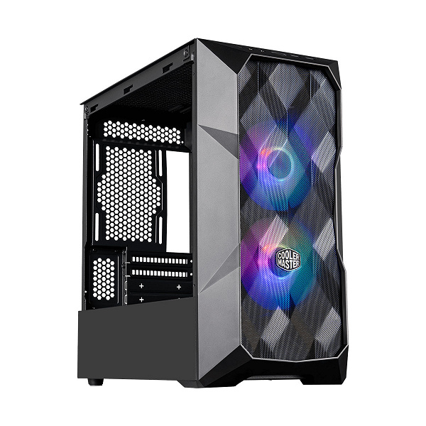 Передняя панель корпуса Cooler Master MasterBox TD300 Mesh изготовлена из рельефной полигональной сетки 