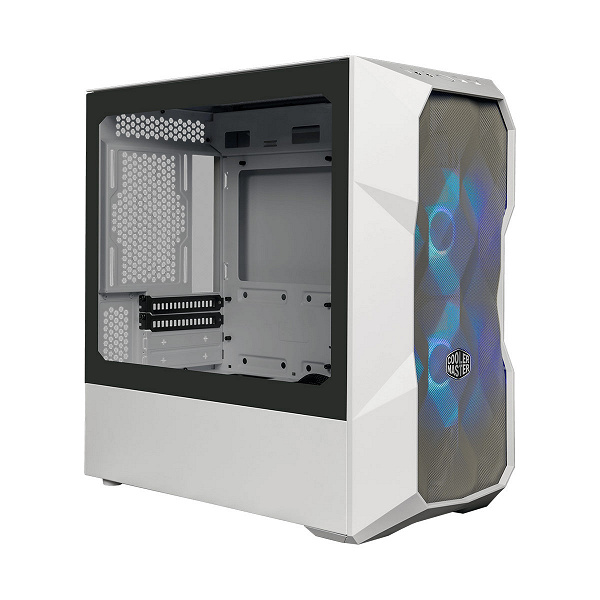 The front panel of the Cooler Master MasterBox TD300 Mesh case is made of embossed polygonal mesh 