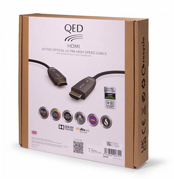 QED предлагает кабель HDMI 2.1, поддерживающий передачу видео 8K на расстояние до 20 метров
