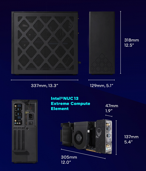 Выпущен мини-ПК Intel NUC 13 Extreme Raptor Canyon с Intel Core 13-го поколения и с местом для трёхслотовой видеокарты. Цены уже известны