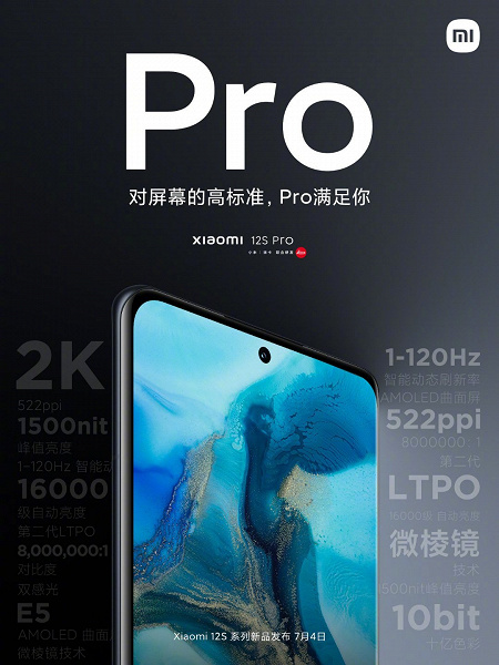 Топовый экран и несколько режимов зарядки: официальные подробности о Xiaomi 12S Pro