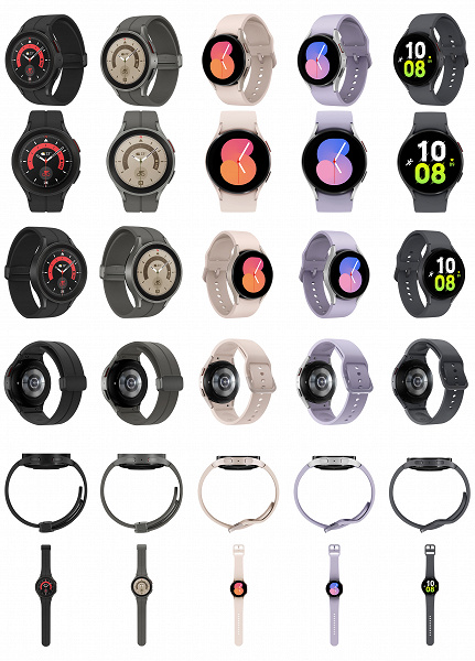 Все версии Samsung Galaxy Watch 5 и Watch 5 Pro показали на качественном рендере за 10 дней до анонса