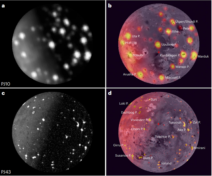 Создана первая карта 266 активных вулканов спутника Юпитера Ио