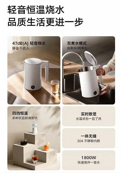 Представлен чайник Xiaomi с технологией шумоподавления
