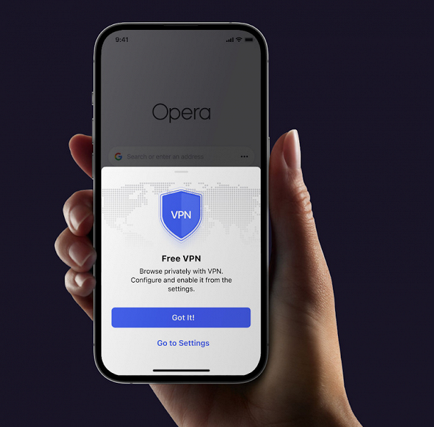 В браузер Opera для iOS встроили бесплатный VPN, регистрация не требуется