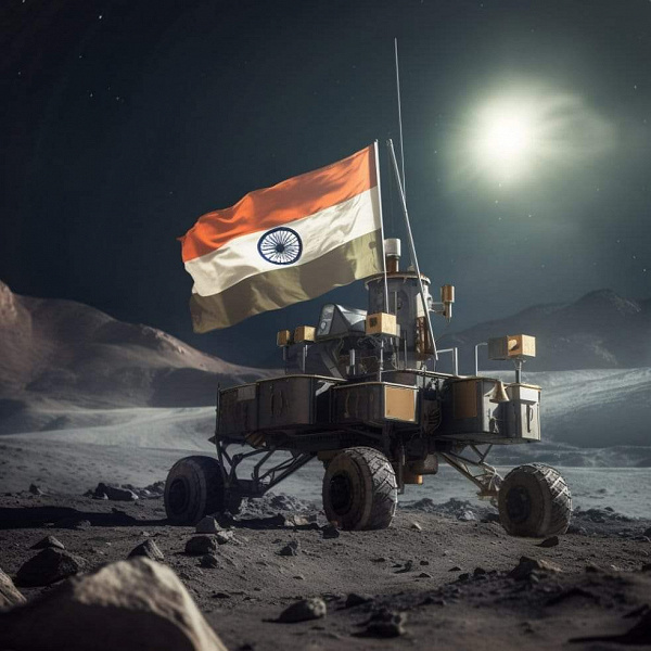Индийский луноход отправился на прогулку по Луне и прислал первый снимок