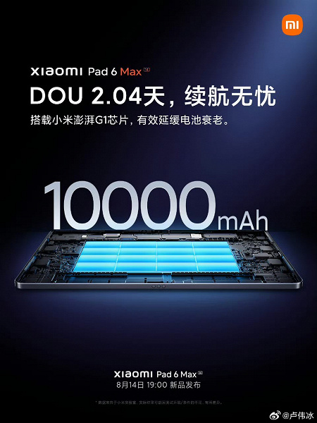 Огромный 14-дюймовый Xiaomi Pad 6 Max 14 предложит очень качественный звуки из 8 динамиков, быструю зарядку других устройств и большой аккумулятор