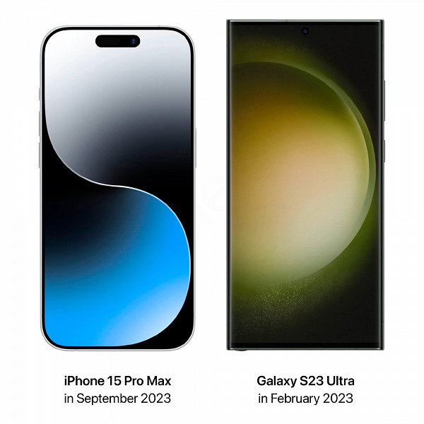 iPhone 15 Pro Max с новыми обоями сравнили с Samsung Galaxy S23 Ultra на новом изображении