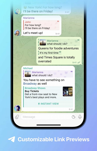 Большое обновление Telegram: «Ответы 2.0», гибкие настройки ссылок, персональные цвета для пользователей и многое другое