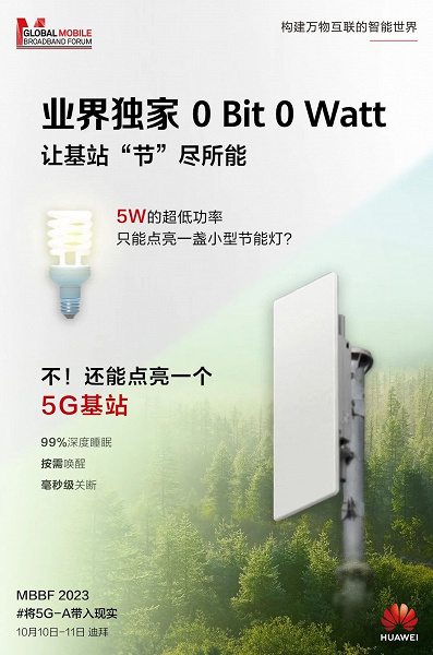 Huawei — снова №1. Представлена первая в мире базовая станция 5G с энергопотреблением 5 Вт — как у энергосберегающей лампы