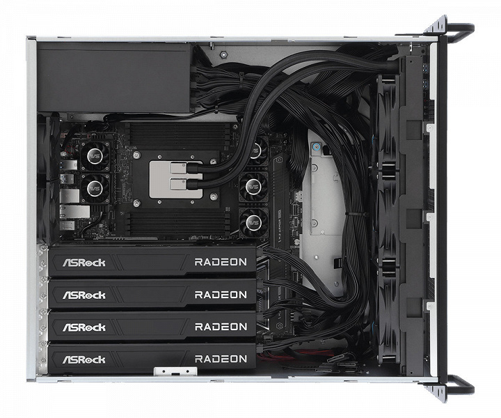 Четыре видеокарты со 128 ГБ памяти суммарно и 96-ядерный процессор. Это максимальная конфигурация рабочей станции ASRock GAI4G-R9700