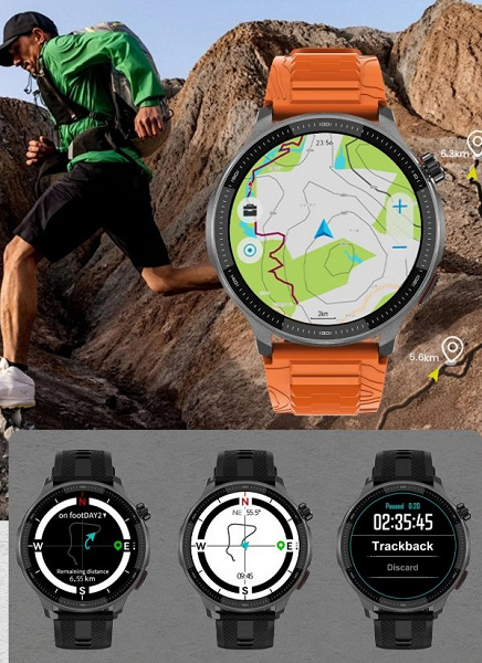 15-20 дней автономности, двухдиапазонный GPS и военный стандарт защиты при цене 80 долларов. Представлены умные часы Rollme G6