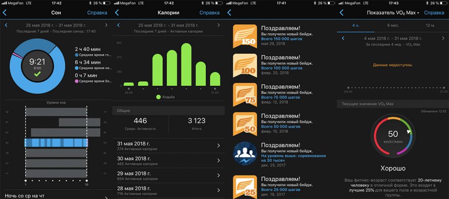 скриншоты приложения garmin connect