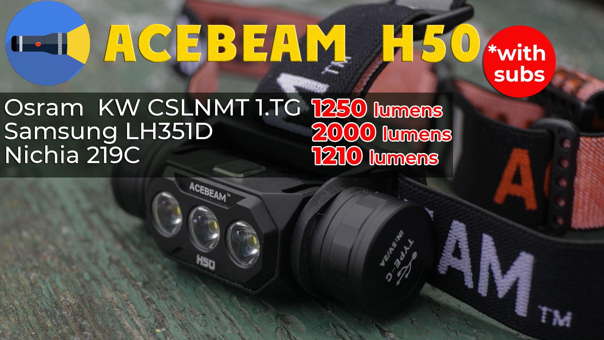 Acebeam H50: مصباح أمامي ساطع مدمج به ثلاثة مصابيح LED 9