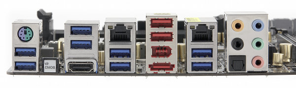 Задняя панель материнской платы ASRock Z77 Extreme9