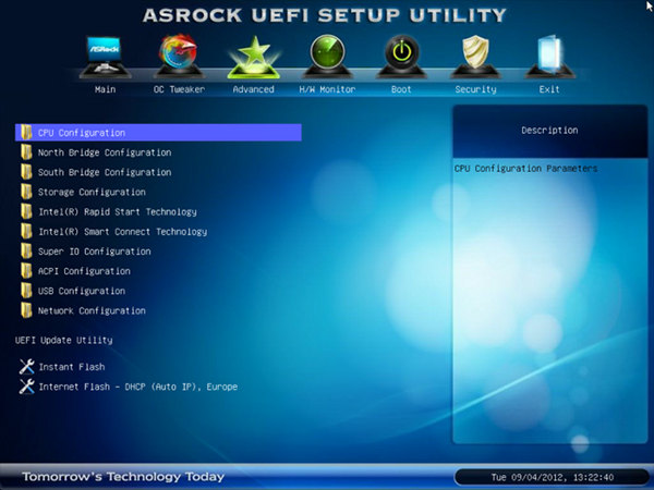 BIOS материнской платы ASRock Z77E-ITX