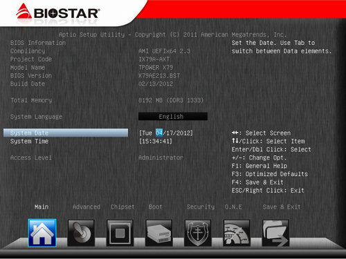 BIOS материнской платы Biostar TPower X79